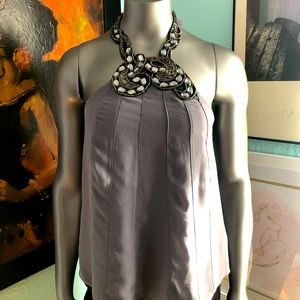 MII Silver Halter Top with Stones Embellished. Size S